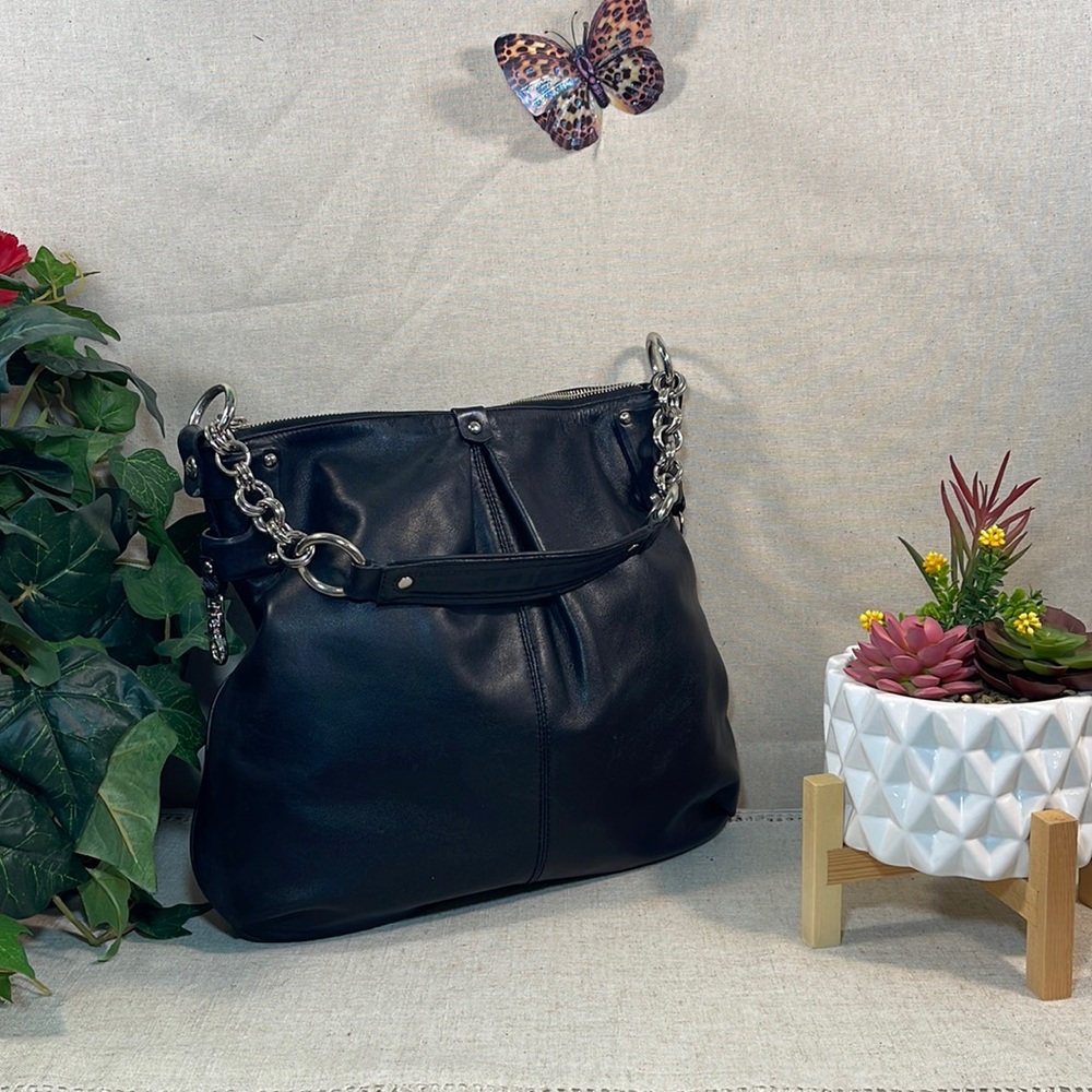 Donald J Pliner Black Leather Shoulder Bag